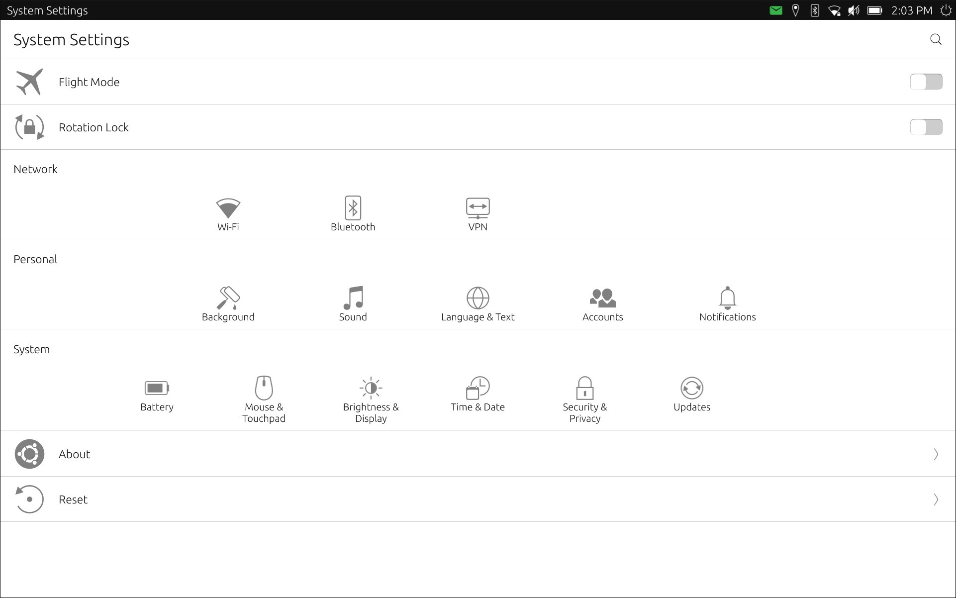 Configuración del sistema
