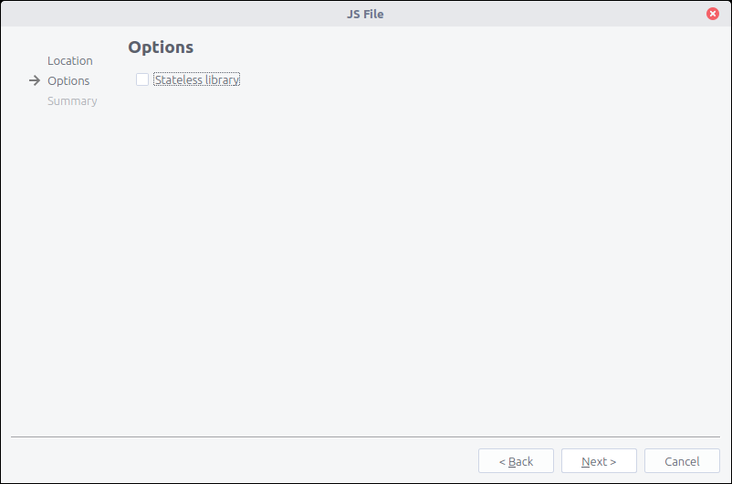 Asistente del archivo JavaScript - Options